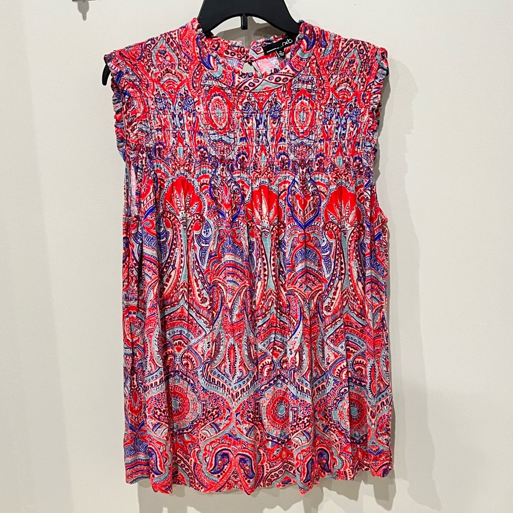 Bright Colorful Ruched High Neck Top